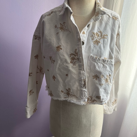 ZARA Embroidered Oversized Denim Jacket - Picture 5 of 10